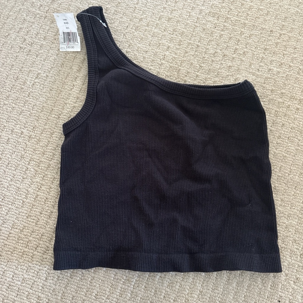 Black One-Shoulder Crop Top
